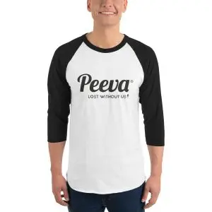 unisex 34 sleeve raglan shirt white black front 65589bd3deffb